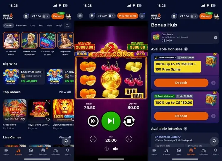 Nine Casino screenshot